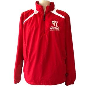 Coca Cola Men’s Large Red 1/4 zip pullover jacket 2012 Olympics London Coke